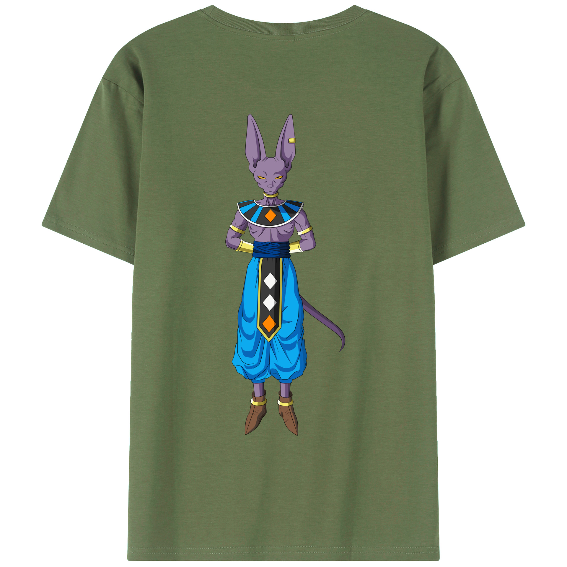 （画像用） ドラゴンボール ビルス 破壊神ビルス DRAGON BALL Beerus Birusu 綿100％ メンズ半袖Tシャツ（バックプリント） 通気性